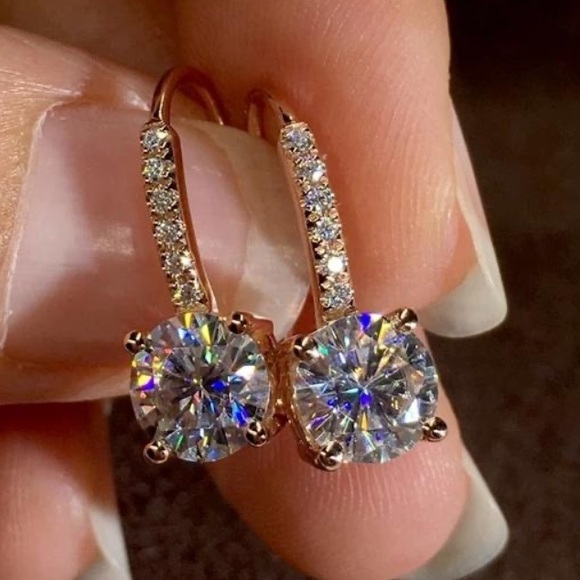 18K rose gold plated drop earrings - Picture 2 of 4